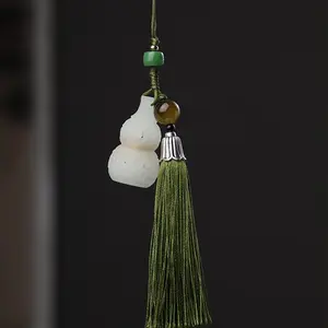 Luminous Stone Openwork Scented Pouch with Lotus and Gourd Diffuser Pendant