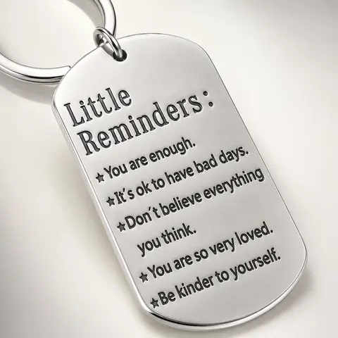 Stainless Steel Elegant Inspirational Keychain - Scratchproof, Fade Resistant Engraved Tag with Daily Affirmations, Letter Engraving, Lightweight EDC Gear, Compact Durable Slogan Accessory, Keychain for Purse, Gifts for Women, Thoughtful For Her Item