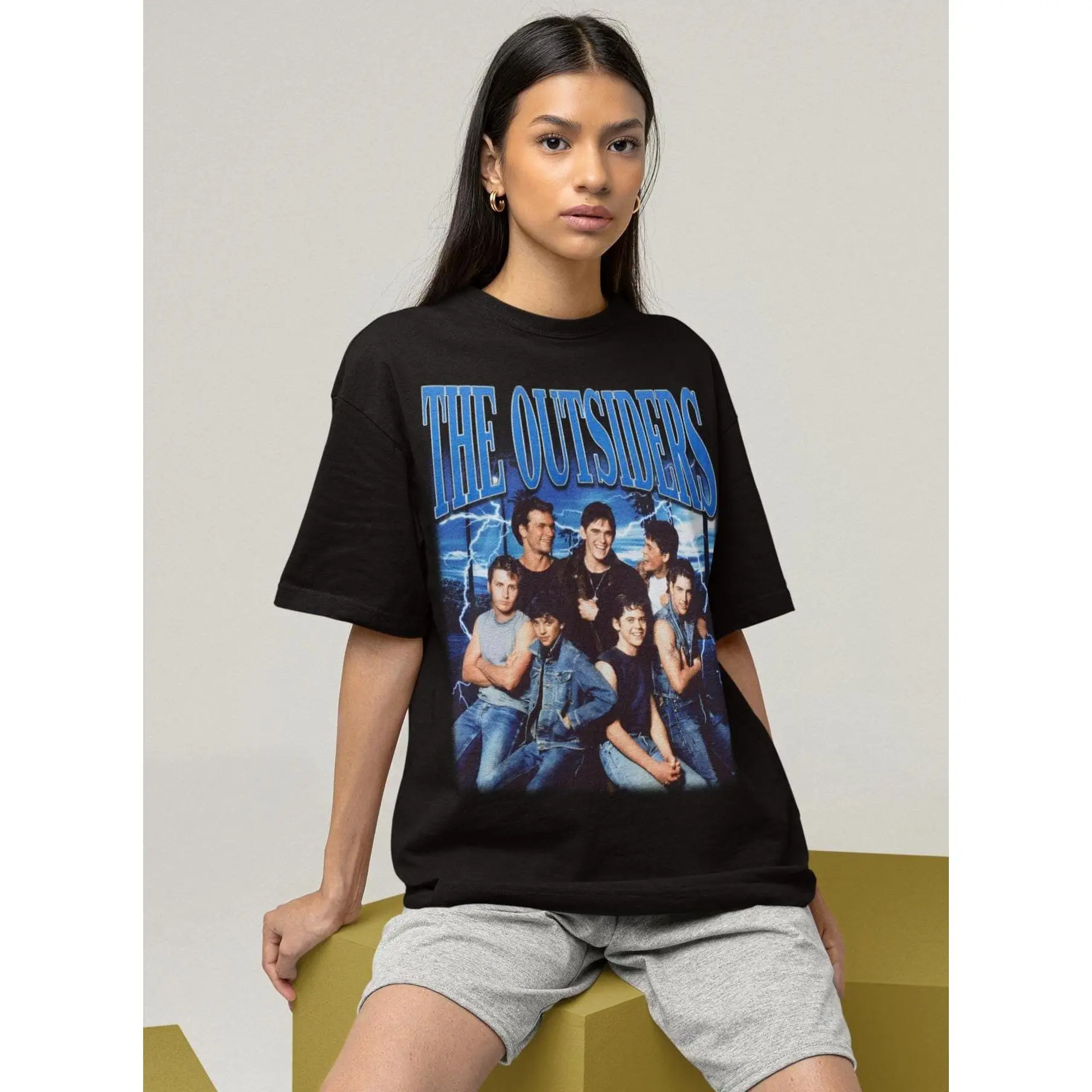 Men's Cotton Graphic Casual T-Shirts - Unisex Classic Streetwear, Baggy Oversized Loose Round Neck Tops, The Outsiders Themed Sweatshirts