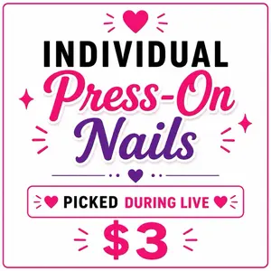 Acrylic Press On Nails - Live Event Single Pack, Multicolor, White Pearlescent Shimmer, Heart Design Rhinestone, Sparkly Studded Transferable Nail Art Design