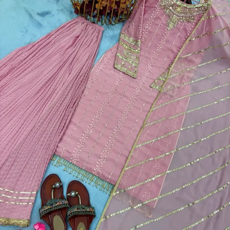 Original Women's Salwar Kameez, Embroidered 3-Piece Indian Kurta Suit with Dupatta, Ready to Wear Clothes, Women's Clothes