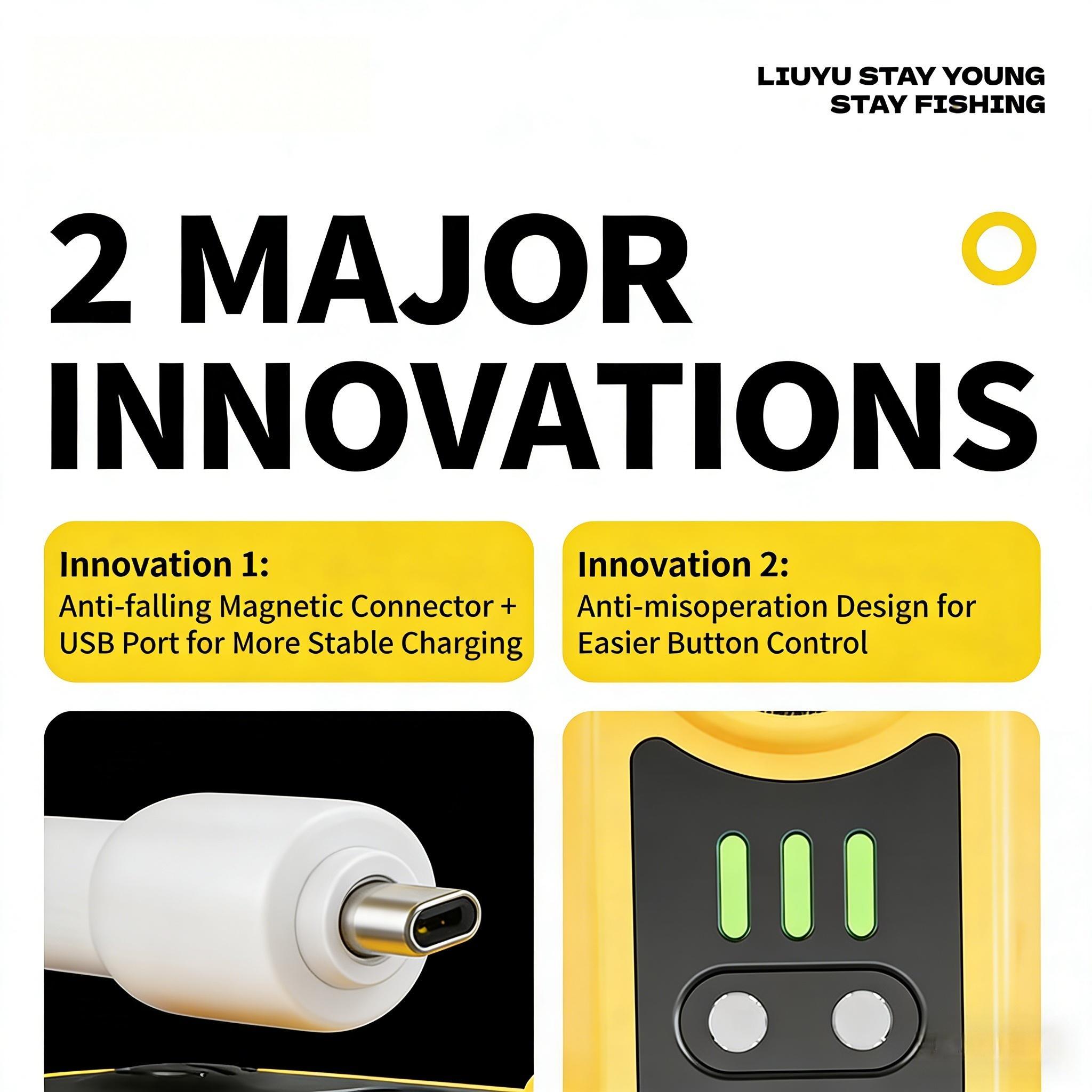 Live bait oxygen pump, IPX7 waterproof, magnetic charging, portable lightweight design, three adjustable airflow speeds, up to 20 hours battery life, suitable for outdoor fishing, emergency power outages, and live fish transport.