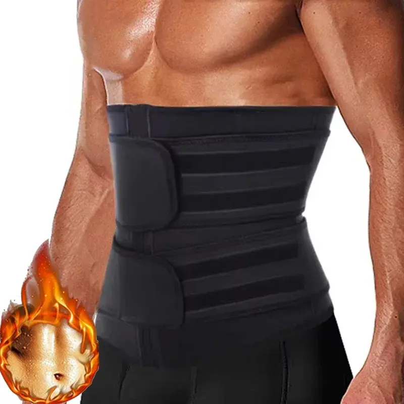 Menswear Sweat Sauna Waist Trainer Belt Body Shaper Cincher Solid Bands Tummy Control Workout Sports Girdle Gym Shapewear Workout Fitness Compression Fabric Neoprene Plain