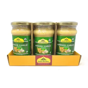 Asian Kitchen Ginger-Garlic Cooking Paste 10.58oz (300g) ~ Pack of 6 ~ Vegan | Glass Jar | Gluten Free | NON-GMO | No Colors