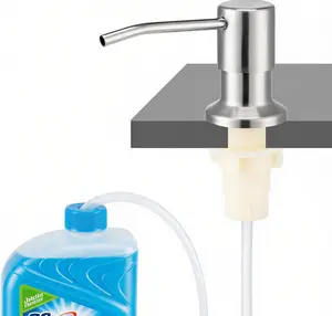 Soap Dispenser for Kitchen Sink, Premium Built in Sink Soap Dispenser Brushed Nickel, Under Sink Soap Dispenser Pump with Extension Tube kit, No More Refills  Quick installation Built-in