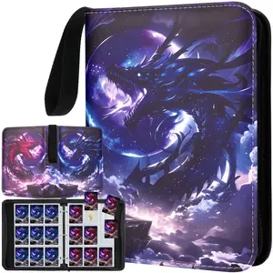 Dragon Trading Card Binder with 900 Pockets, Waterproof PU Leather 3-Ring Album with 50 Removable Sleeves, Durable Large Capacity Card Holder for Collectors, TCG MTG Game Cards Organizer Gift