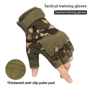 Tactical Half-Finger Gloves for Men and Women, Outdoor Activity Gloves, Camouflage Style, Anti-Slip Thick Palm Protection, Outdoor Cycling and Rock Climbing