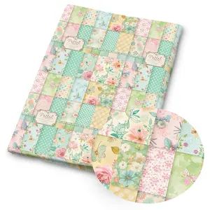 1pc Fresh Pastoral Patchwork Floral Print Fabric - 59 X 19.68 Inches (150 X 50 Cm) Pre-Cut Polyester Fabric with Watercolor Rose Gingham Patterns - Suitable for Sewing, Scrapbooking, Tablecloths And Crafts