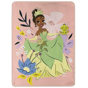 DISNEY CLASSIC Princess and The Frog Throw Blanket - Soft, Cozy, and Cute with Vibrant Cartoon Designs - Perfect for Girls, Women