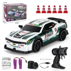 2.4GHz RC Drift Car, 1/24 High Speed Remote Control Drifting Race Car with Extra Drift Tires, Rechargeable Electric RC Racing Vehicle Toy with Race Cones, Gift for Boys Kids Teens Age 6+