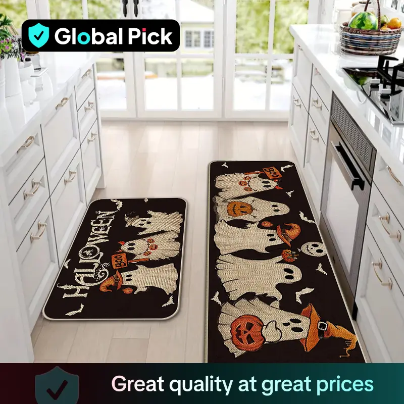 Halloween Themed Kitchen Mat Set, 2 Counts/set Non-slip Soft Floor Mat, Decorative Carpet for Home Kitchen Living Room Bedroom