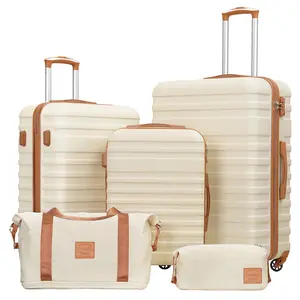 Lightweight ABS Hardside 3-Piece & 5-Piece Luggage Set Collection with TSA Lock, Carry-On & Checked Options, Travel Bag & Toiletry Bag