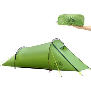 Night Cat Ultralight Tunnel Tent Waterproof 5000mm Rainfly 8000mm Floor 20D Nylon for 1-2 Person Camping Hiking 118.11"L x 43.31"W x 35.43"H/ 133.86"L x 62.99"W x 41.34"H with 12 Aluminum Pegs & 4 Guylines