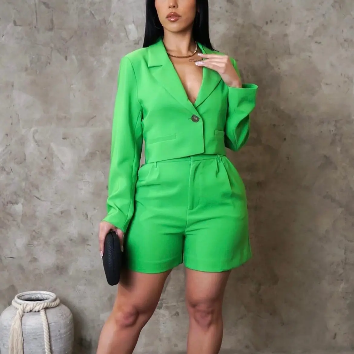 Green Crop Short Set