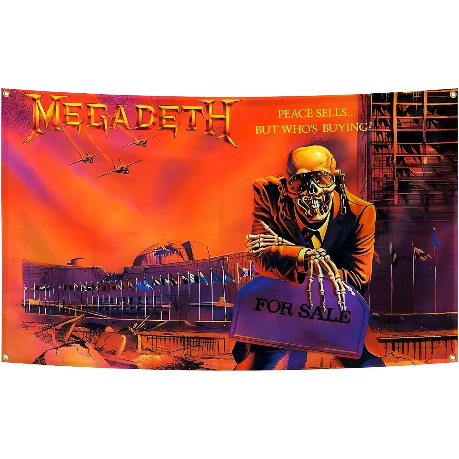 Megadeth Rust in Peace Poster Funny Flag Music Tapestry Aesthetic Decorative Durable Man Cave Wall tapestry 3x5 Feet Flag Suitable For Indoor And Outdoor Decorate for College Dorm Room Decoration Items Design