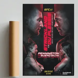 Sean Strickland vs Dricus Du Plessis UFC 297 Dark Theme MMA Wall Art Print HY1449