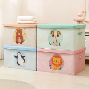 Cartoon Clothing Storage Box, Fabric Wardrobe Organization Box, Toy Storage Solution, Bedroom Storage Organizer, Ideal for Kids' Clothes & Toys