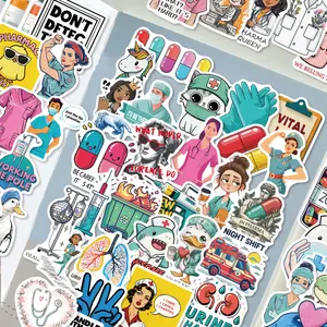 50 Pieces Nurse Series Graffiti Stickers, Waterproof Creative DIY Decorative Stickers Suitable for Luggage, Phone Cases, Laptops, Helmets and Skateboards