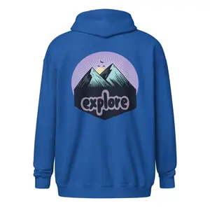 Gildan Explore Graphic Hoodie Unisex Heavy Blend Zip Hooded Sweatshirt 18600 Soft Fleece Polyester Fabric with Front Pockets & Color-Matched Drawstring