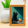 Funny Cool Cat Frame Magnet, Decorative Fridge Magnets, Wearing Sunglasses Drinking Beverage, Fun Kitchen Decoration, Exclusive Gift for Cat Lovers, Refrigerator Decorating Magnets