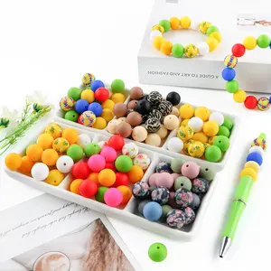 15mm Silicone Bead, 50pcs/set Colorful Bead, Interchangeable Beads, DIY Beading Supplies for Bracelet Necklace Earrings Pendant Making, Acrylic Bead Mix