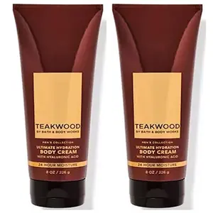 SALE - Bath and Body Works Teakwood Men's Collection Ultimate Hydration Ultra Shea Body Cream 8 Oz 2 Pack (Teakwood)
