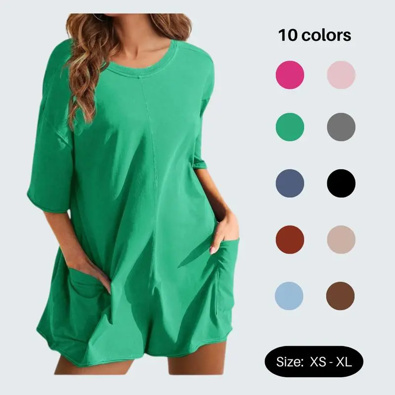 Short Sleeve Oversized Athletic Rompers