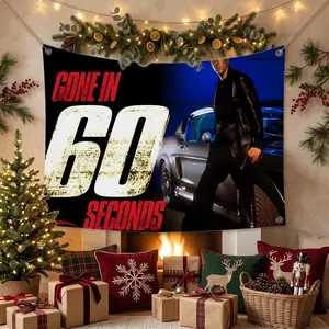 G-Gone in 60 Seconds MOVIE Flags Multi Size Atmosphere Flag, Cheerleading Hand Pulled Banner, Portable Outdoor Event Flag & Wall Decor for Sports, Parties, Home and Room Decoration