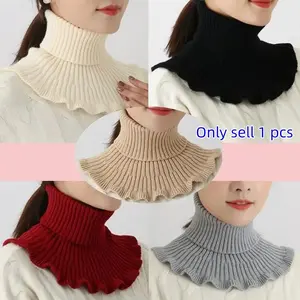 Women's Fashion Knitted Sweater Collar, Elastic Warm High Neck Scarf, Breathable High Neck Mouth, Suitable for Daily Wear Outdoor Warmth, Fluffy Soft Scarf