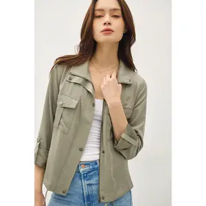 Dusty Sage Cropped Utility Jacket