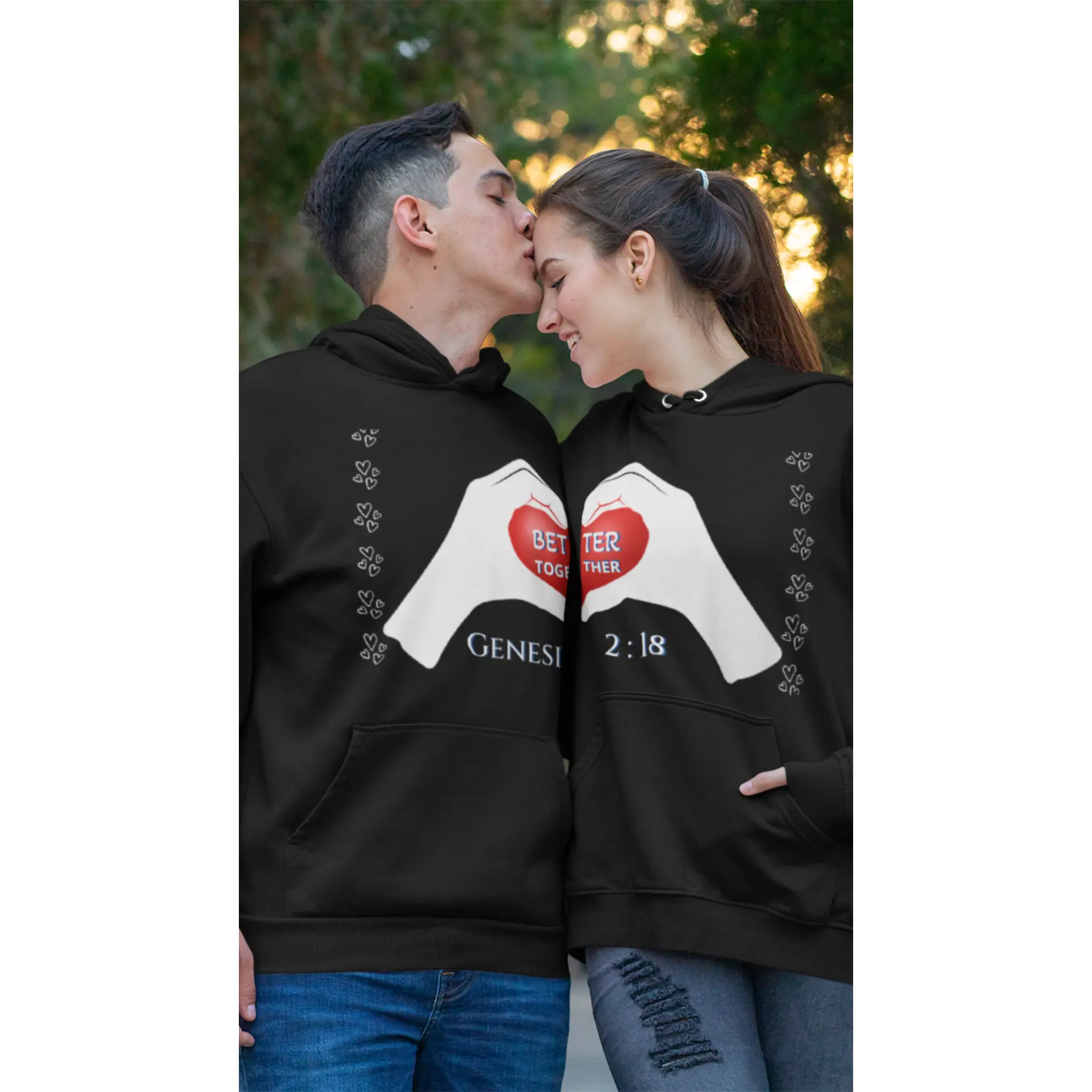 "Better Together" Couples Hoodies - Bundle Couple's Heart matching  hoodies