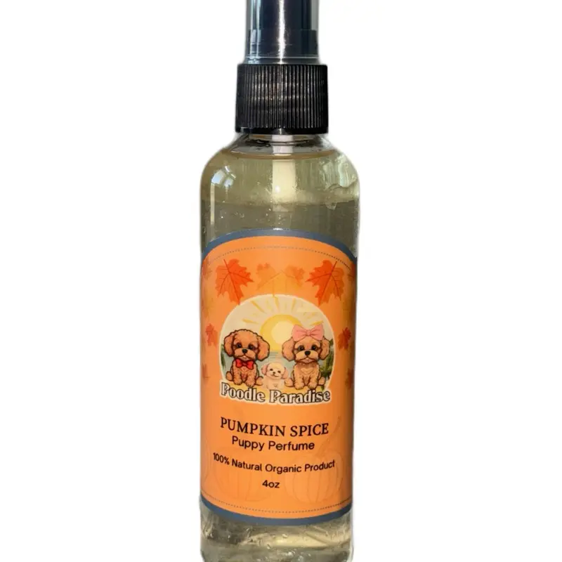 Poodle Paradise Pumpkin Spice Dog Deodorizer Spray - Odor Neutralizer & Finishing Spray for All Breeds - 4oz Natural Organic Formula
