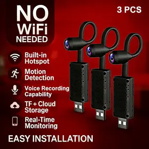 3PCS 1024P Smart Mini Camera, Motion Detection, Built-in AP Hotspot, Real-time Viewing Without Internet, 2.4G Flexible Lens, Portable & Lightweight, Easy Installation | Suitable for Lectures, Classrooms, Offices, Business Meetings, Indoor Security