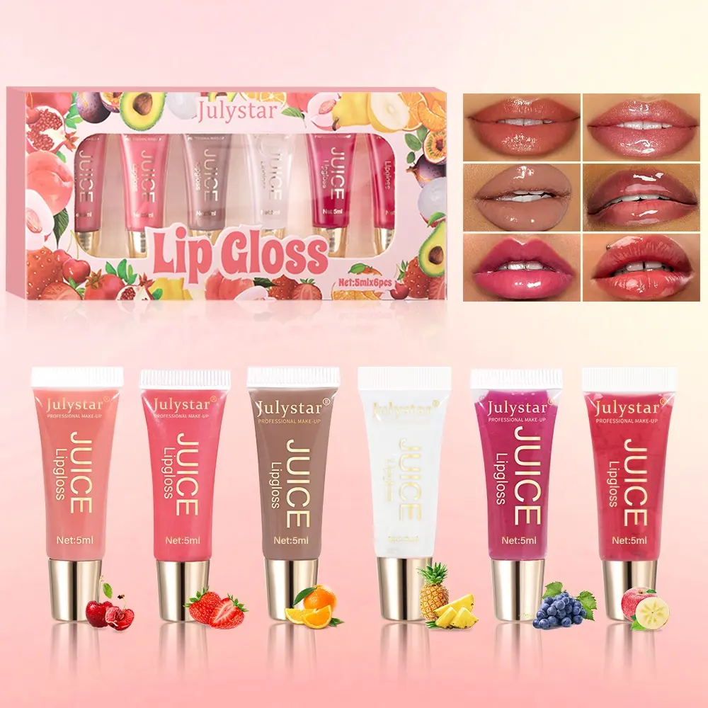 6pcs Natural Moisturizing Glossy Mirror Tinted Lip Oil, Glamour Gloss, Hydrating Lipgloss, Fruity Portable Liquid Lip Gloss Lip Glaze Daily Lip Makeup Waterproof Nourishing Lightweight Makeup Essentials everyday use