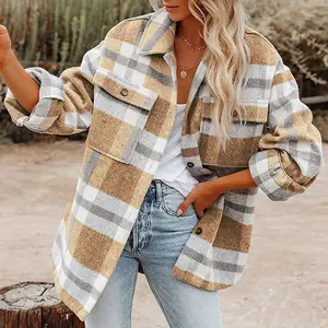 Plaid Button Flannel Woolen Shirt Fabric Green workout tops gym shirts oversized gym shirts fupa  workout  set pilates  wrap  top kamo  dress sleeveless crop tank top Country Music Tank Top clothing Black Womenswear