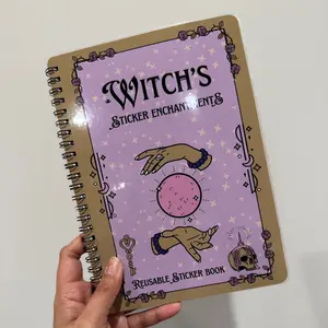 Witch’s Enchantments Reusable Silicone Decorative Stickers, A5 Size Book Form Original Art Sticker Book with 30 Double-Sided Sheets for Home Decor