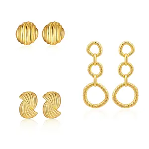 Aprilery 3-Pair Trendy Vintage Earrings for Women, Chunky Statement Earrings Dupes Jewelry