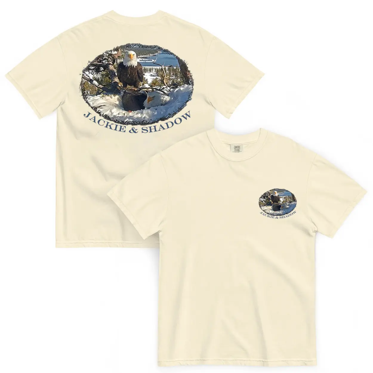 Jackie and Shadow Eagles Live Video Bald Eagles 2 Sided Comfy Tee Pure Cotton Fabric Short Sleeve Soft-Washed T-Shirt Trendy Tops for Women for Men
