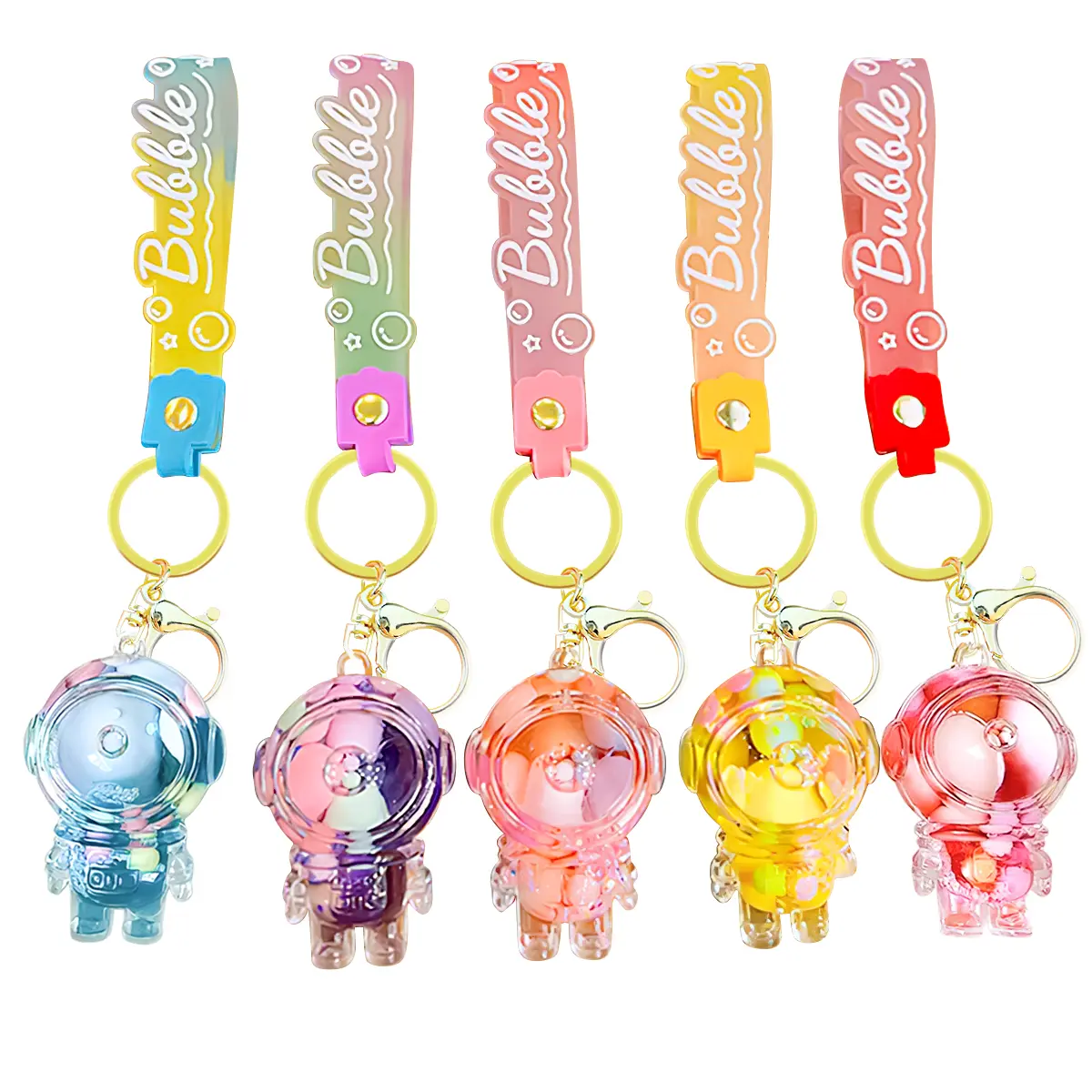 Astronaut Liquid Floating Quicksand Keychain, Cute Cartoon Acrylic Key Ring, Trendy Backpack Charm, Ideal Small Birthday Party Gift for Teen Girls