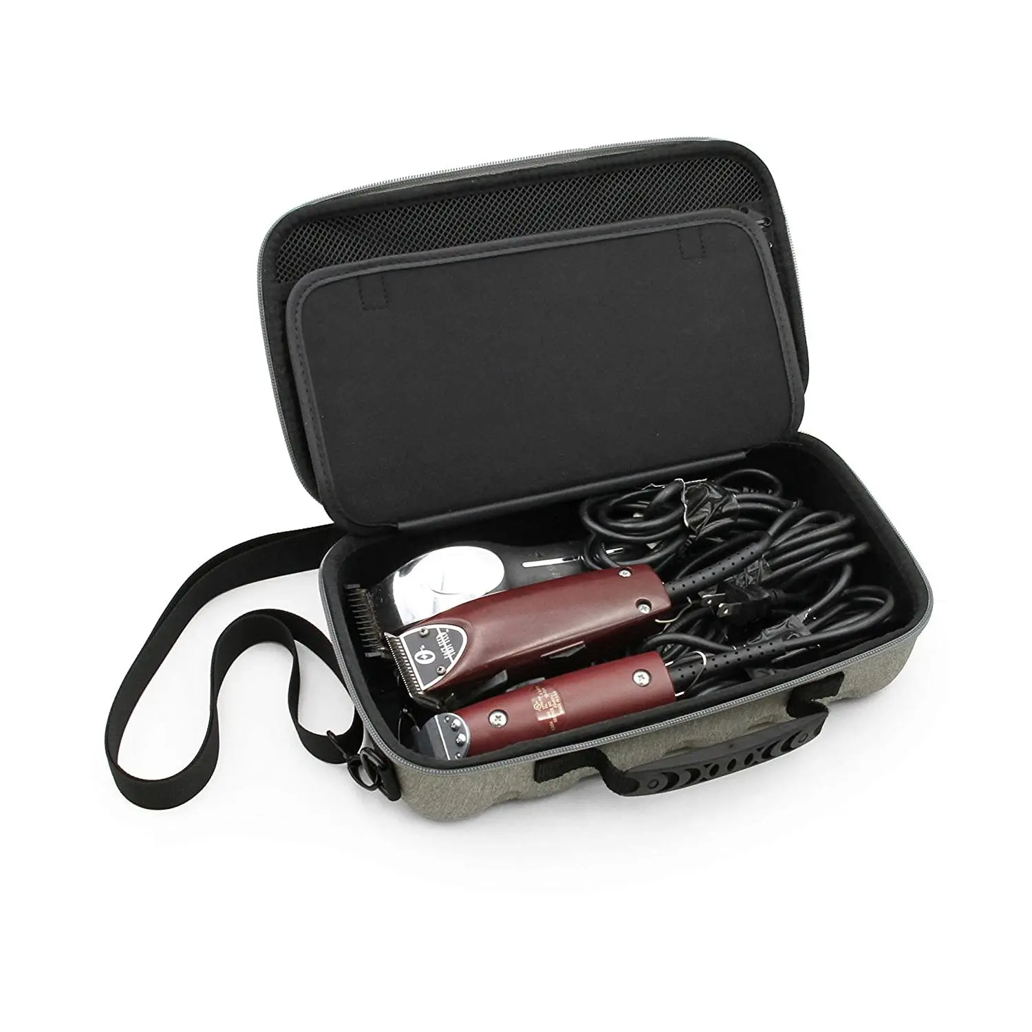 Professional 3-Clipper Hair Clipper Case with Adjustable Shoulder Strap & Durable Hard Shell EVA Protection for Electric Clippers, Trimmers, and Hair Accessories