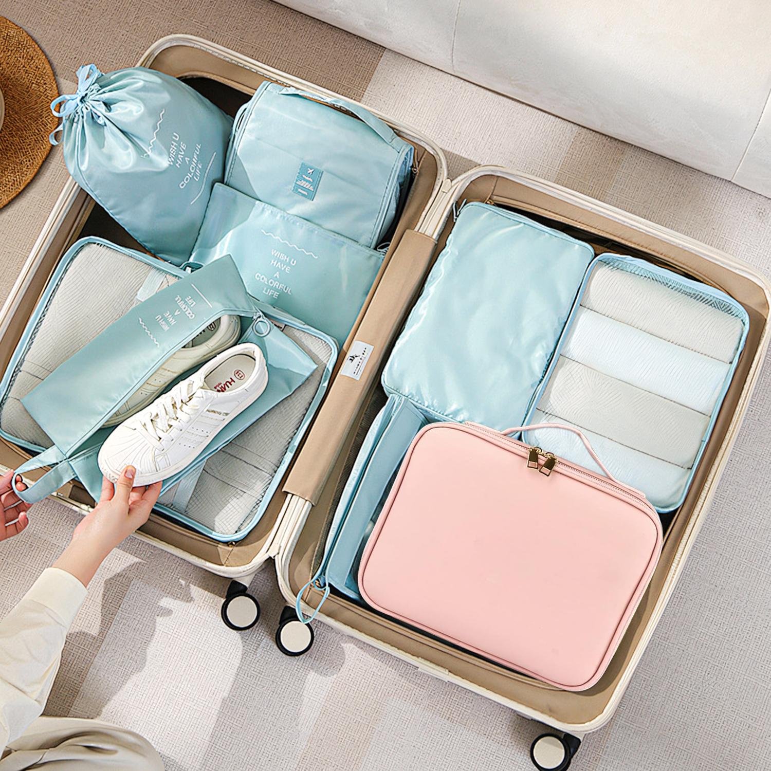 Makeup Bag with LED Mirror | Travel Cosmetic Organizer with Adjustable Dividers & Brush Storage