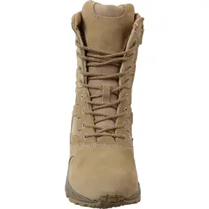 Tan - Mountaineer Sole Military Desert Deployment Boots with Side Zipper - Leather 9 in.