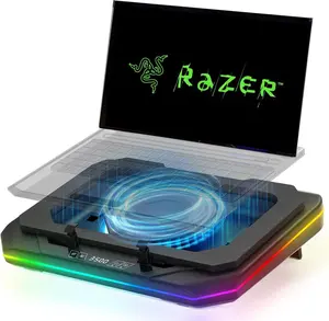 Laptop Cooling Pad Design for All Razer Gaming Laptop, Cooler with 4.72inch Turbo Fan, Dust Filters, Touch Control, RGB Light, 10-17.3inch Laptop Cooler with 3-Port USB Hub