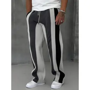 Men’s color-blocked side-striped sports pants—casual, comfortable, breathable joggers for everyday wear; men’s pants suitable for all seasons