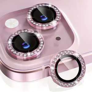 3pcs Rhinestone Phone Lens Film, Girl Heart Eye-Catching Phone Accessories, HD Scratch-Resistant, Suitable for iPhone, Gift for Friends Colleagues
