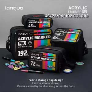 Languo Blue Fruit Heavy Color Liquid Acrylic Markers Pro, 48/72/96/192 Colors, Soft Tip 1-5mm, Christmas Painting Supplies, Professional Art Tools