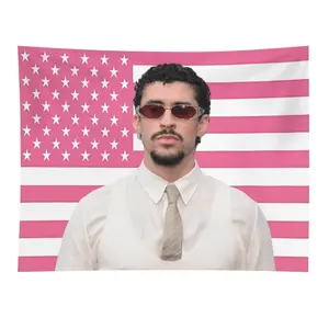 Bad Music Bunny Flag Tapestry Wall Hanging College Dorm Wall Decor Room Flags Wall Art Decor For Bedroom Living Room