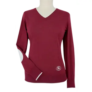 Cranberry with Ivory Trey V-Neck Sweater