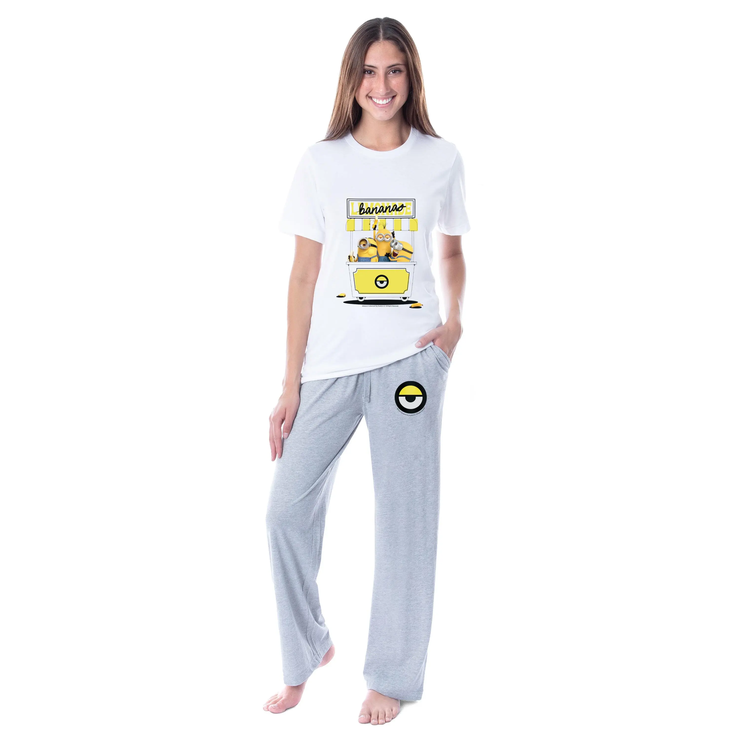 PJammy Women's Despicable Me Minions Pajama Set, 2-Piece Loungewear with Crewneck Style Shirt and Smooth Bottoms with Pockets