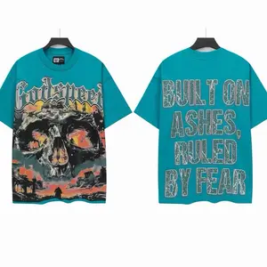 Godspeed T-Shirt Built on Ashes Ruled by Fear Teal Graphic Tee for Men